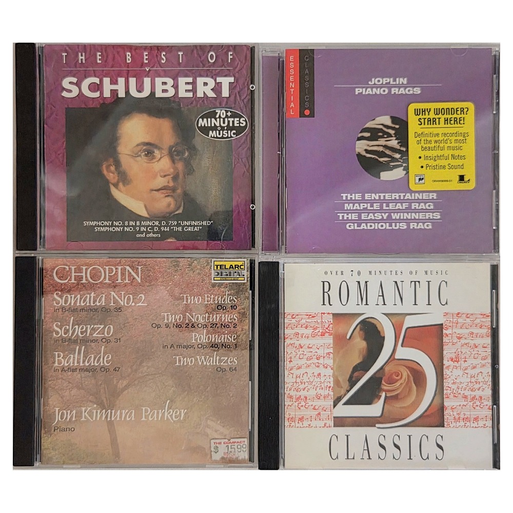 Classical Piano Orchestral 4 CD Lot Schubert Joplin Chopin Romantic Classics